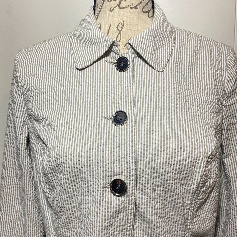 Charter Club 100% Cotton Lightweight pinstripe Blazer/Jacket Size Medium Gray - Picture 3 of 10